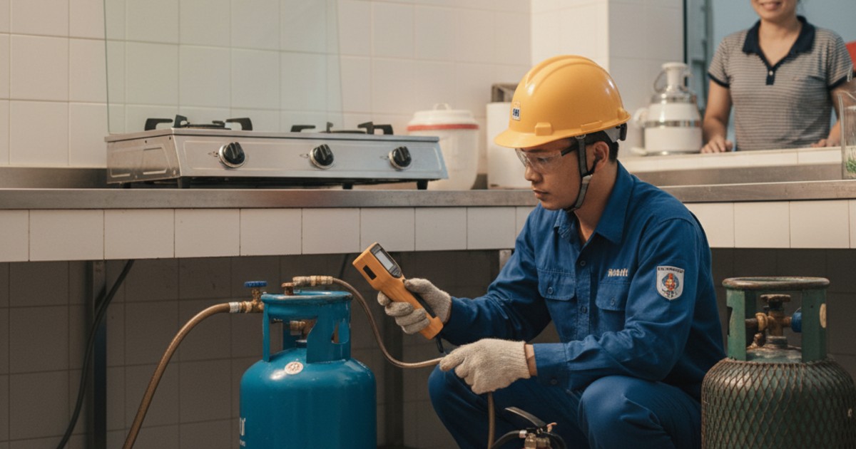 Quy trình kiểm tra an toàn khi thay gas tân bình