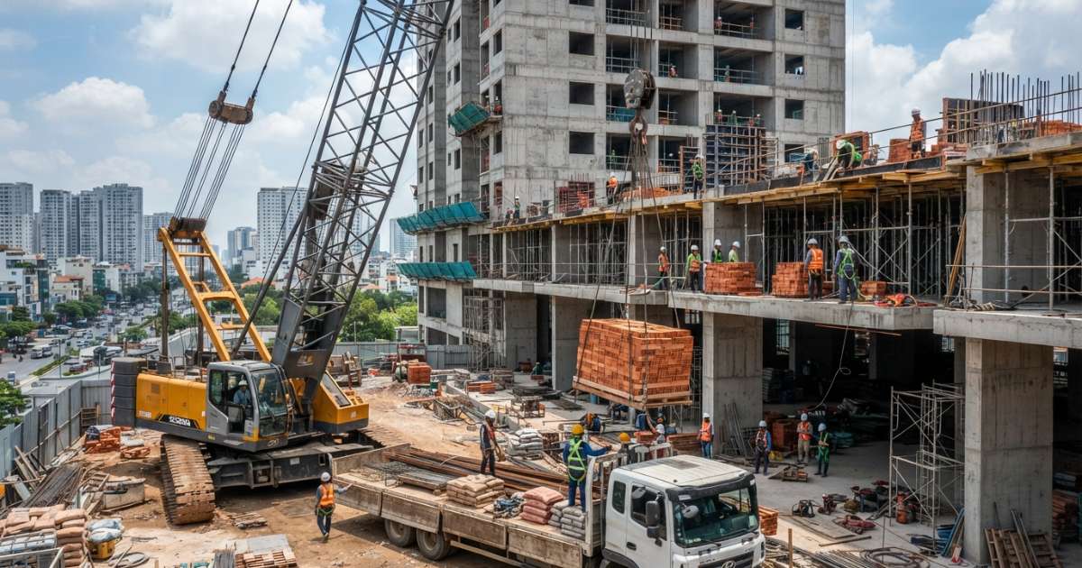 máy cẩu vật liệu xây dựng
