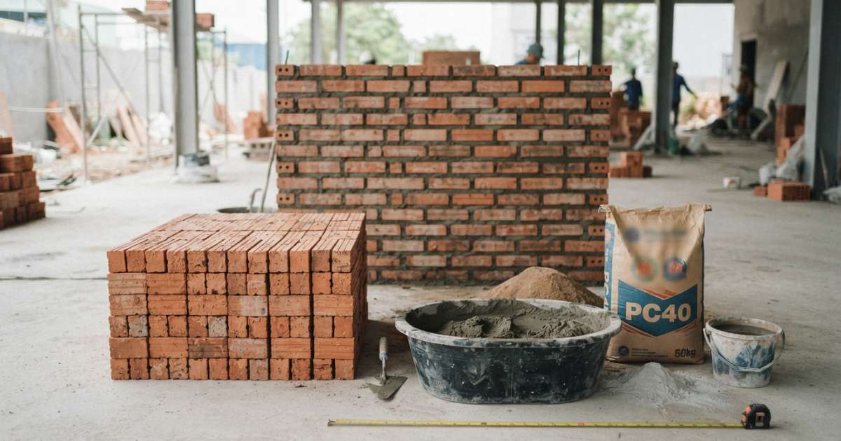 vật liệu xây dựng cho 1m2 tường